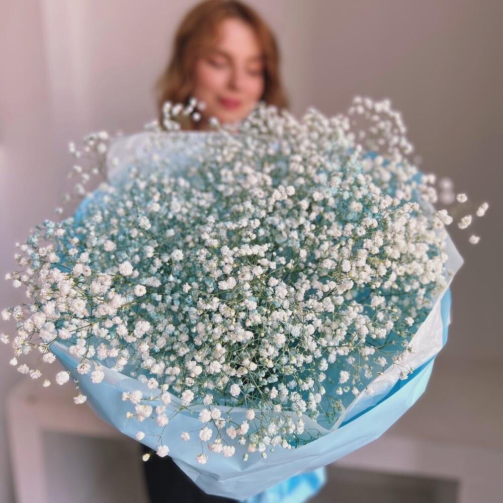 Букет из гипсофилы "BLUE PASTEL"